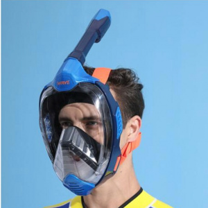 Полнолицевая маска для снорклинга (взрослая) WAVE Sports (S/M Blue)